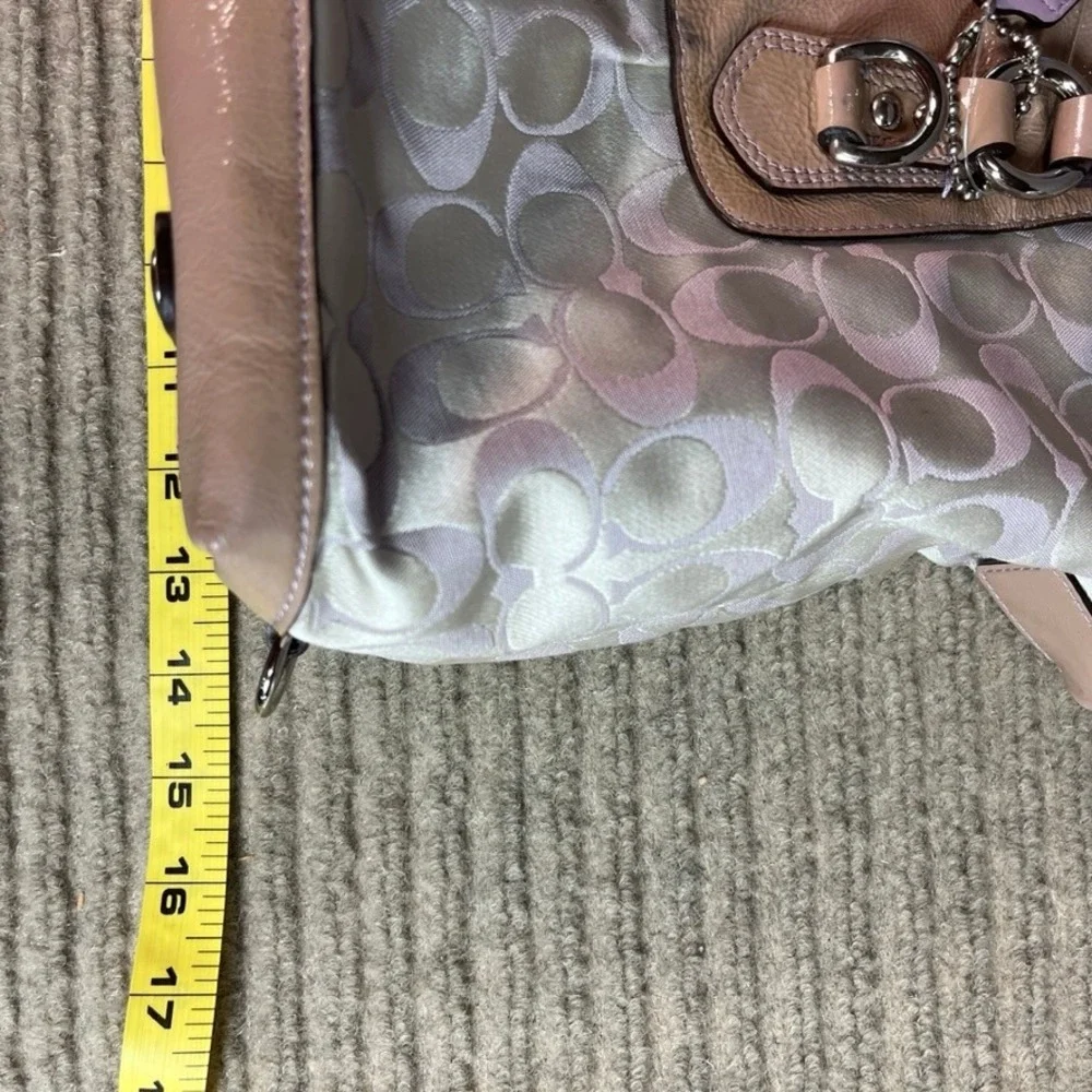 Coach Signature C Satchel Bag Lavender Pink Patent Leather Trim F15443
